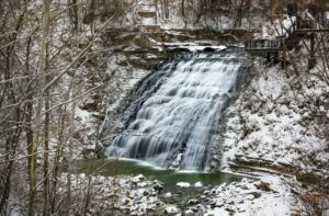 An icy winter waterfall in the Cleveland Metropark
