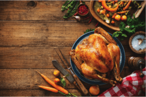 A holiday meal on a kitchen table is something to be thankful for