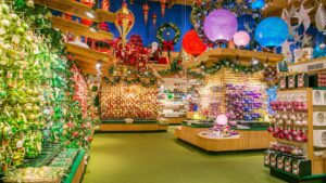 A store filled with Christmas ornaments in Frankenmuth