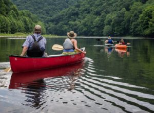 Canoeing on a lake in Tucker County