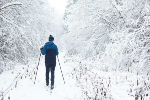 A hiker in snowshoes in Sandusky County