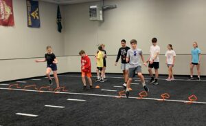 Kids doing an agility drill at 440 Performance Youth Training