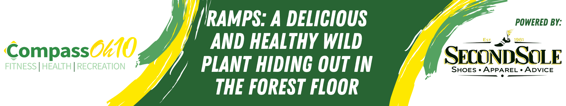 This header showcases the title for the Compass Ohio blog post for 3.21.22. "Ramps: a Delicious and Healthy Wild Plant Hiding Out in the Forest Floor"